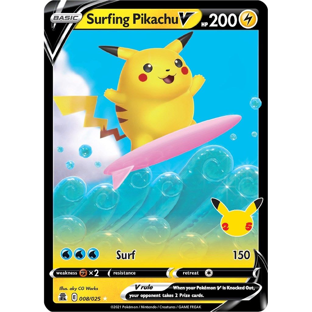 Surfing Pikachu V (008/025) (Celebrations) - PokeBox USA