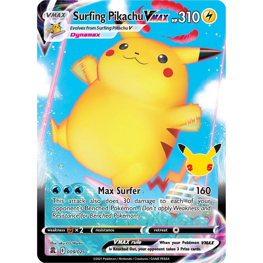 Surfing Pikachu VMAX (009/025) (Celebrations) - PokeBox USA