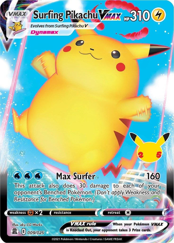 Surfing Pikachu VMAX (009/025) (Celebrations) - PokeBox USA