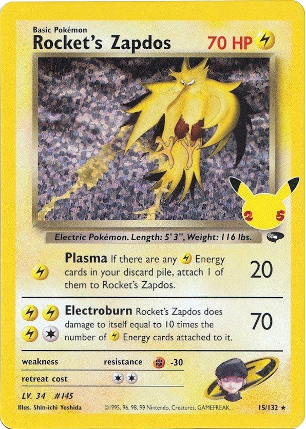 Rocket's Zapdos (15/132) (Celebrations: Classic Collection) - PokeBox USA