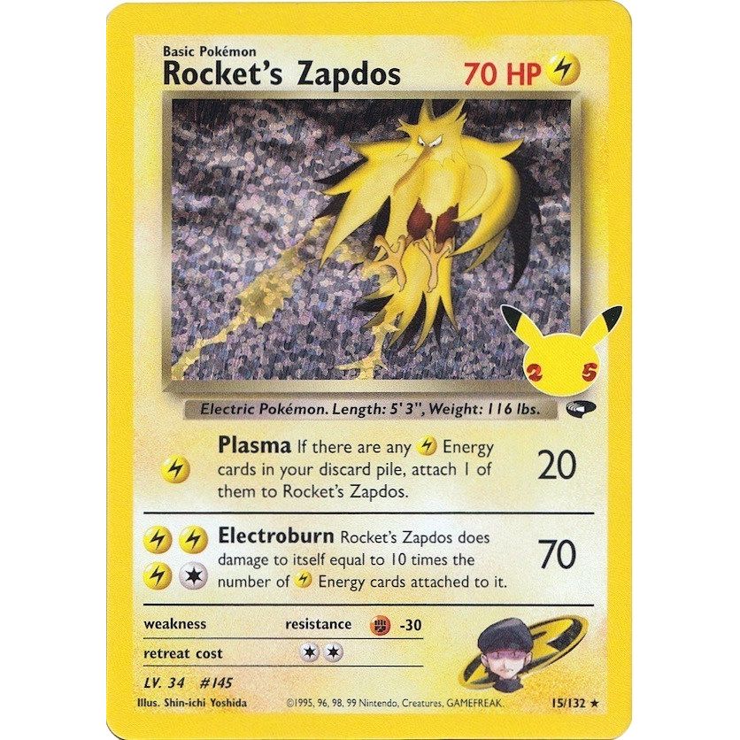 Rocket's Zapdos (15/132) (Celebrations: Classic Collection) - PokeBox USA