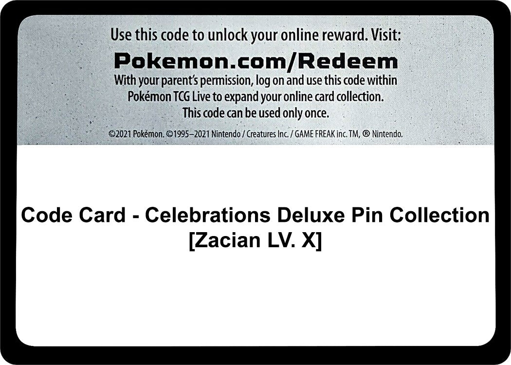 Image for Code Card - Celebrations Deluxe Pin Collection [Zacian LV. X] (Celebrations) (CLB) - Pokemon