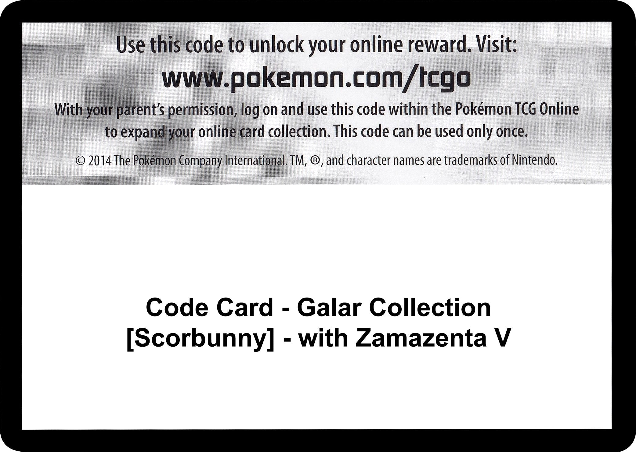 Image for Code Card - Galar Collection [Scorbunny] - with Zamazenta V (Miscellaneous Cards & Products) - Pokemon