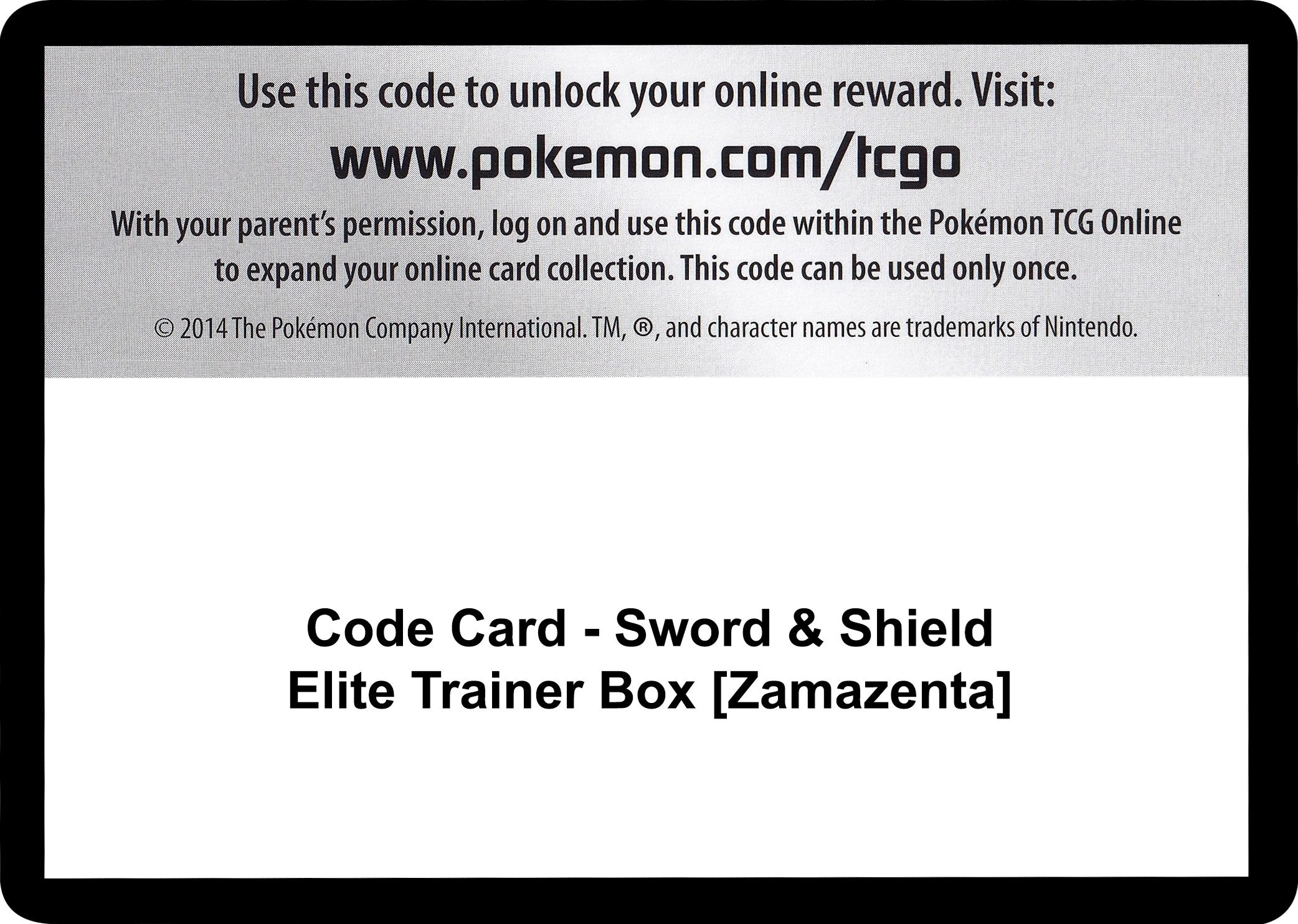 Image for Code Card - Sword & Shield Elite Trainer Box [Zamazenta] (SWSH01: Sword & Shield Base Set) (SWSH01) - Pokemon