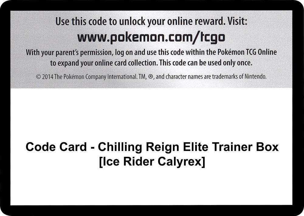 Image for Code Card - Chilling Reign Elite Trainer Box [Ice Rider Calyrex] (SWSH06: Chilling Reign) (SWSH06) - Pokemon