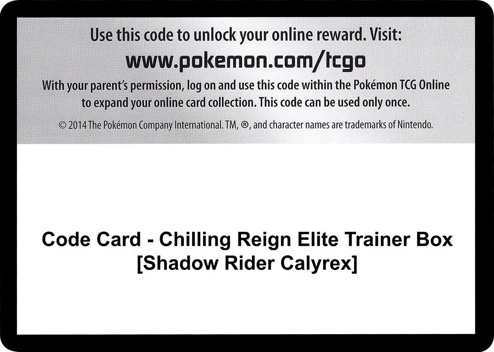 Image for Code Card - Chilling Reign Elite Trainer Box [Shadow Rider Calyrex] (SWSH06: Chilling Reign) (SWSH06) - Pokemon
