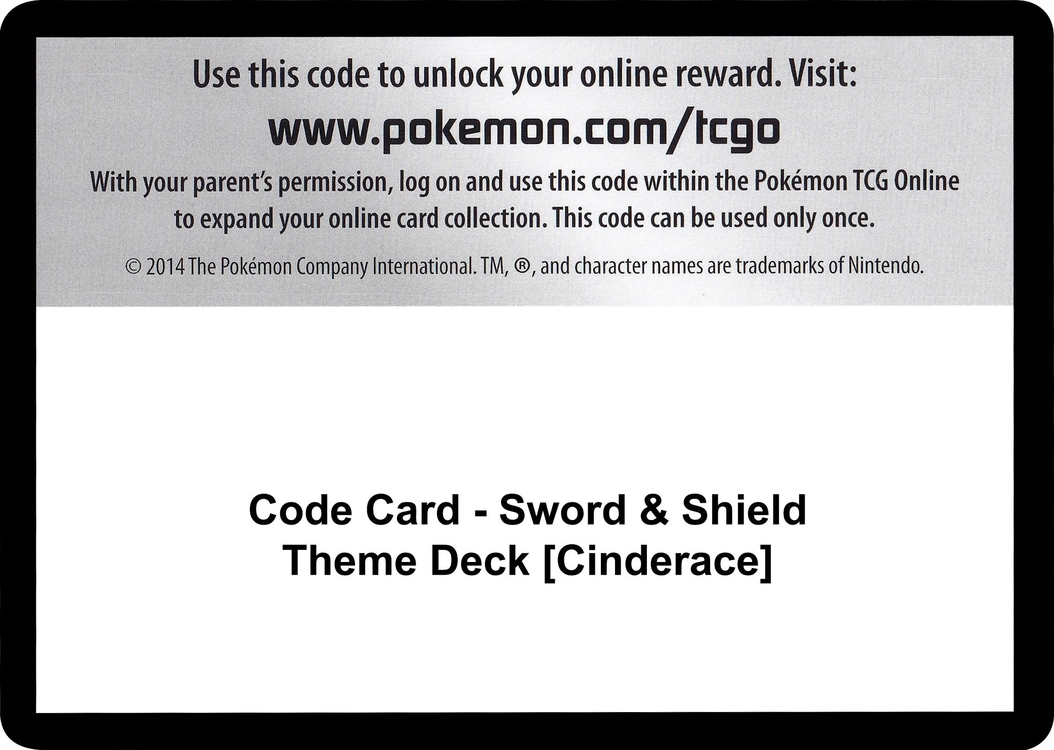Image for Code Card - Sword & Shield Theme Deck [Cinderace] (SWSH01: Sword & Shield Base Set) (SWSH01) - Pokemon