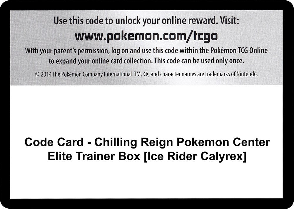 Image for Code Card - Chilling Reign Pokemon Center Elite Trainer Box [Ice Rider Calyrex] (SWSH06: Chilling Reign) (SWSH06) - Pokemon
