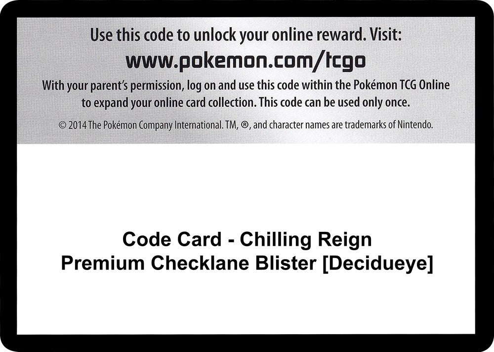 Image for Code Card - Chilling Reign Premium Checklane Blister [Decidueye] (SWSH06: Chilling Reign) (SWSH06) - Pokemon