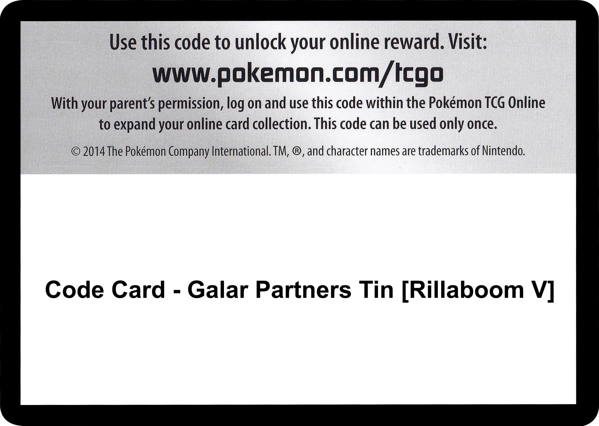 Image for Code Card - Galar Partners Tin [Rillaboom V] (SWSH01: Sword & Shield Base Set) (SWSH01) - Pokemon