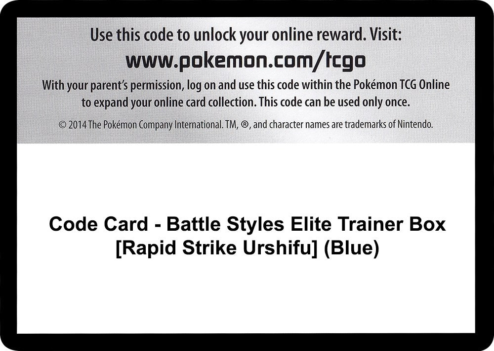 Image for Code Card - Battle Styles Elite Trainer Box [Rapid Strike Urshifu] (Blue) (SWSH05: Battle Styles) (SWSH05) - Pokemon