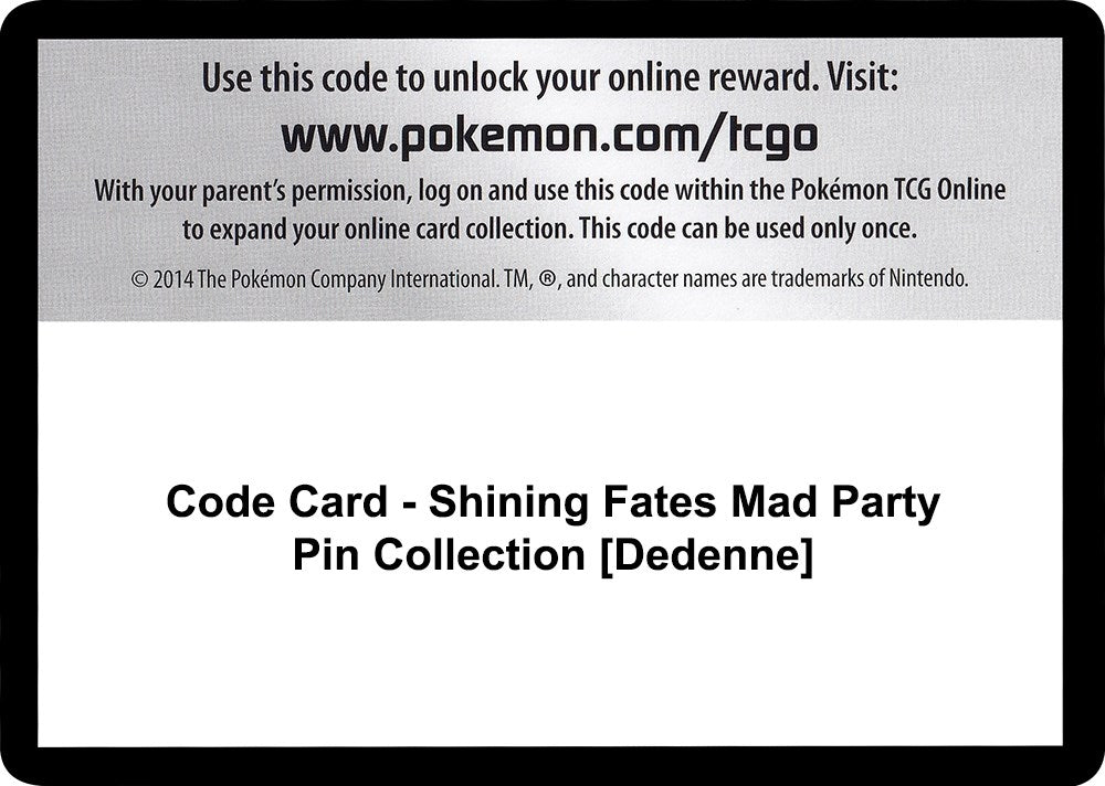 Image for Code Card - Shining Fates Mad Party Pin Collection [Dedenne] (Shining Fates) (SHF) - Pokemon