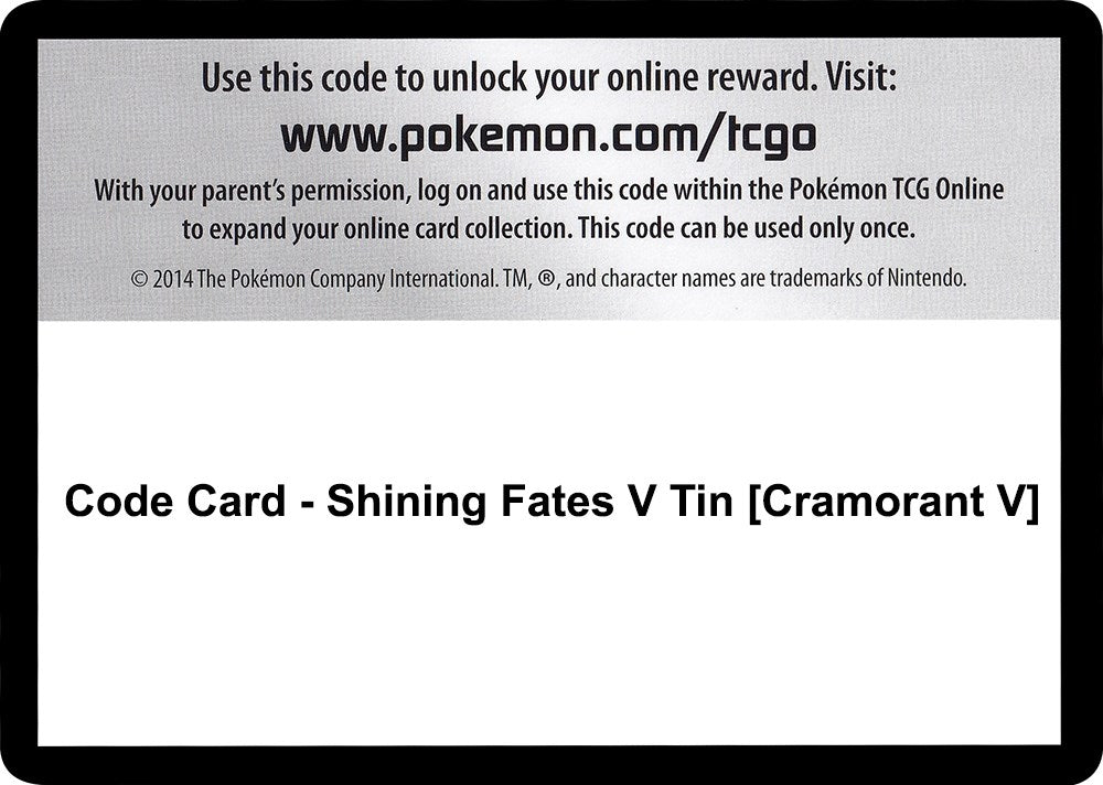 Image for Code Card - Shining Fates V Tin [Cramorant V] (Shining Fates) (SHF) - Pokemon