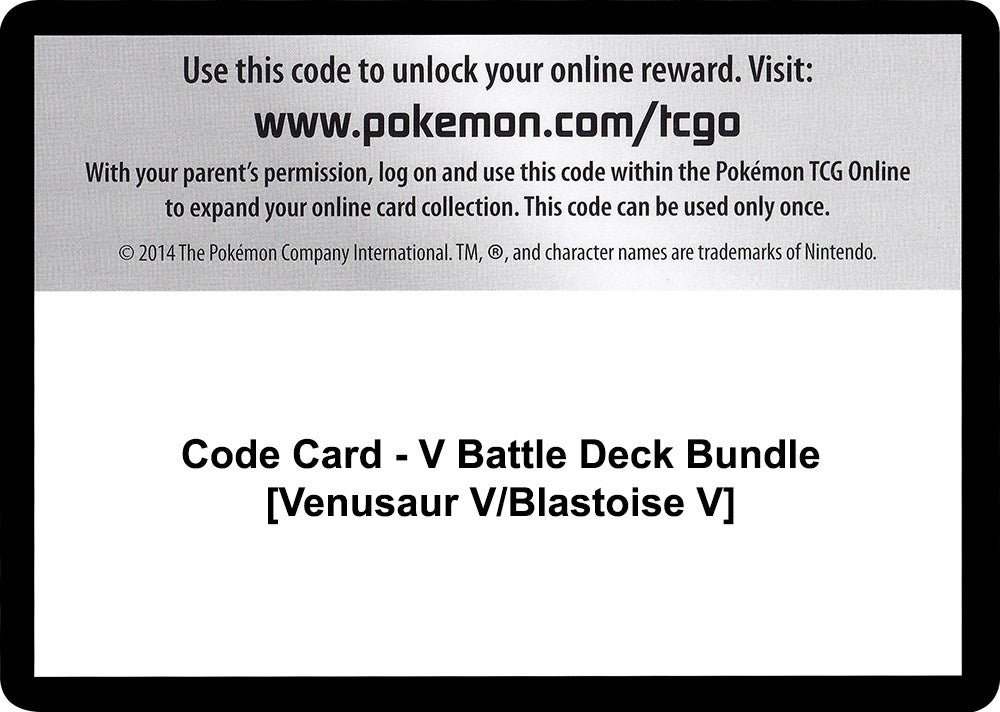 Image for Code Card - V Battle Deck Bundle [Venusaur V/Blastoise V] (Miscellaneous Cards & Products) - Pokemon