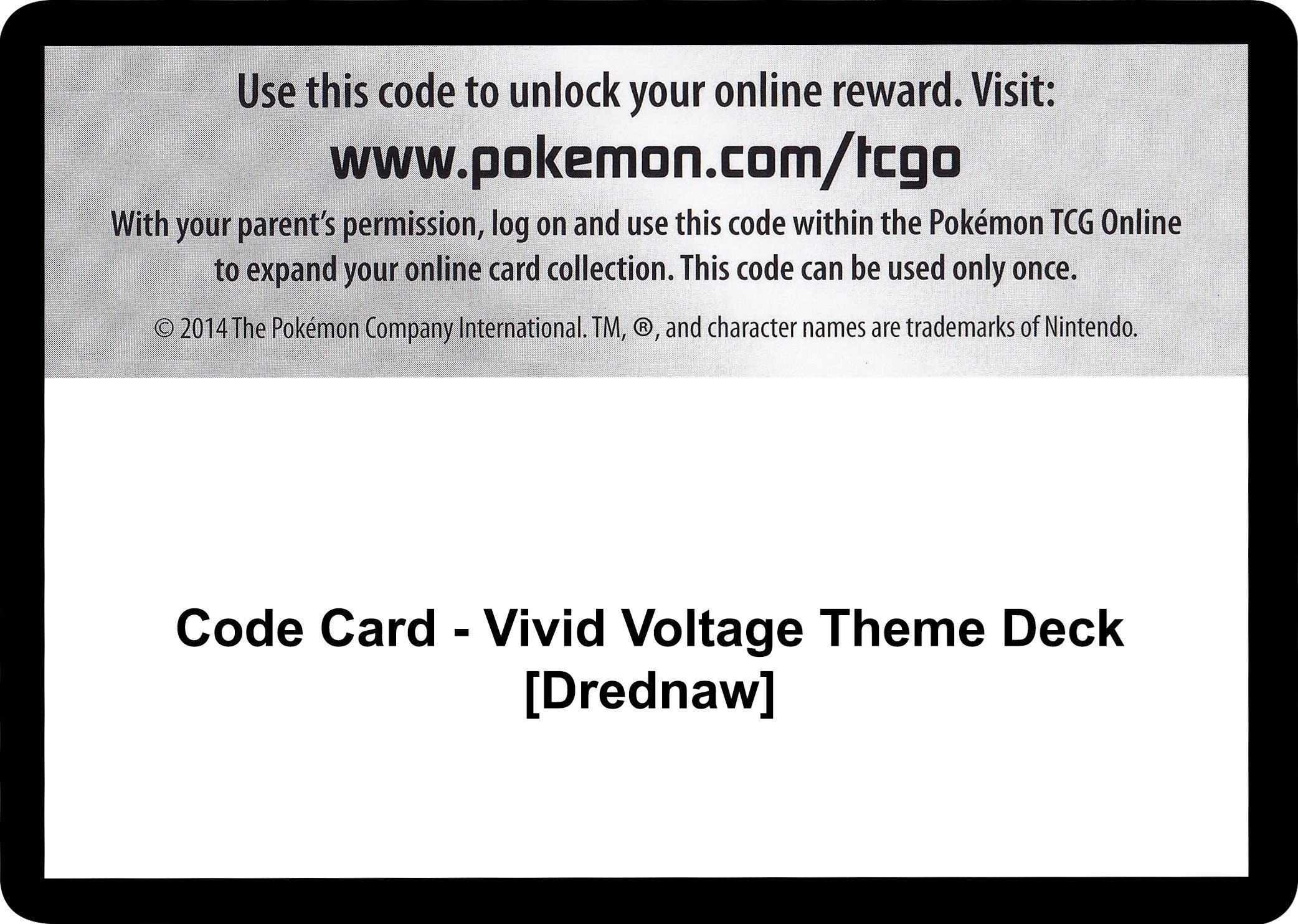 Image for Code Card - Vivid Voltage Theme Deck [Drednaw] (SWSH04: Vivid Voltage) (SWSH04) - Pokemon