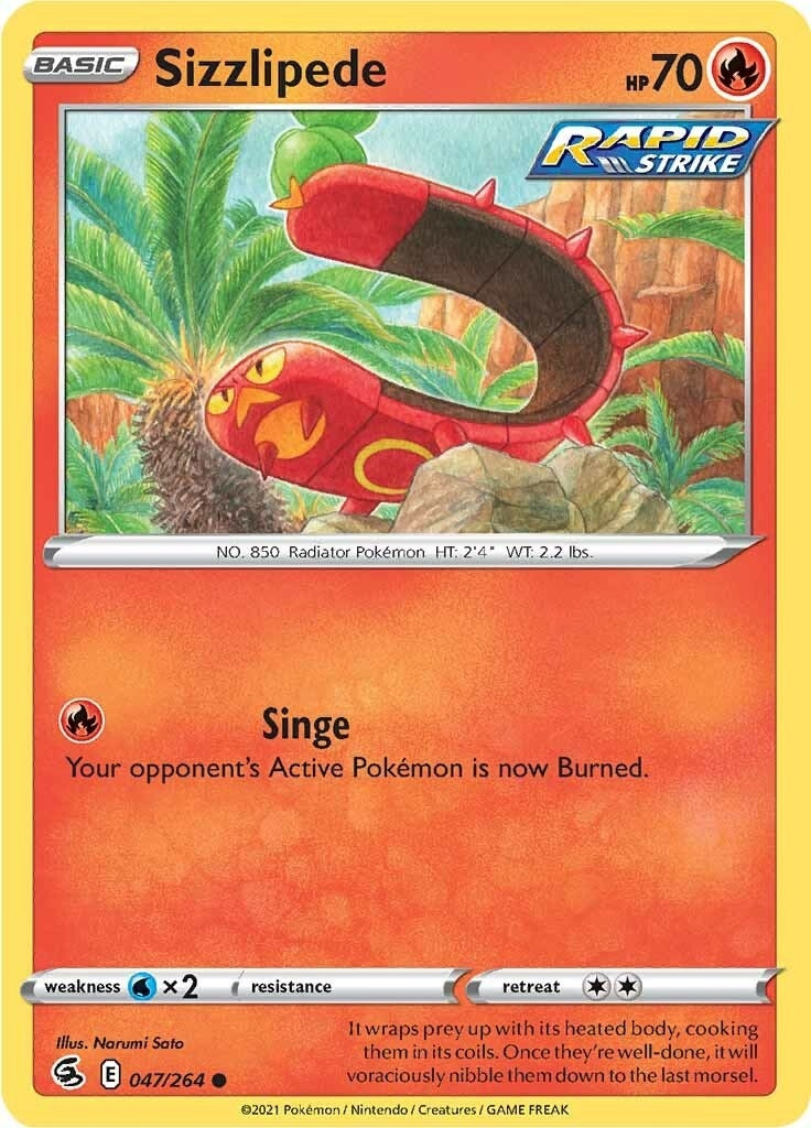 Image for Sizzlipede (47) (047/264) (SWSH08: Fusion Strike) (SWSH08) - Pokemon