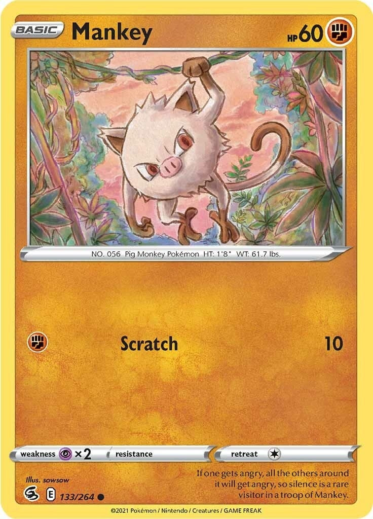 Image for Mankey (133/264) (SWSH08: Fusion Strike) (SWSH08) - Pokemon