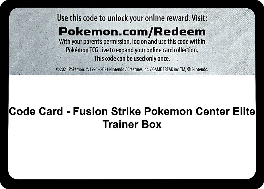 Image for Code Card - Fusion Strike Pokemon Center Elite Trainer Box (SWSH08: Fusion Strike) (SWSH08) - Pokemon