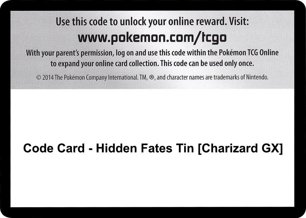 Image for Code Card - Hidden Fates Tin [Charizard GX] (Hidden Fates) (HIF) - Pokemon