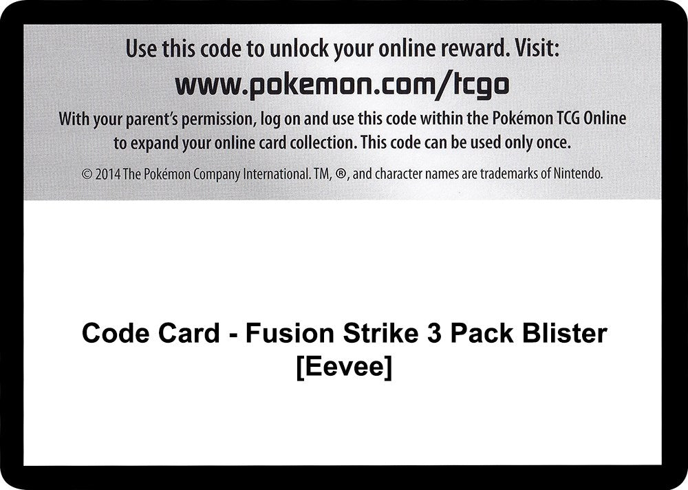 Image for Code Card - Fusion Strike 3 Pack Blister [Eevee] (SWSH08: Fusion Strike) (SWSH08) - Pokemon