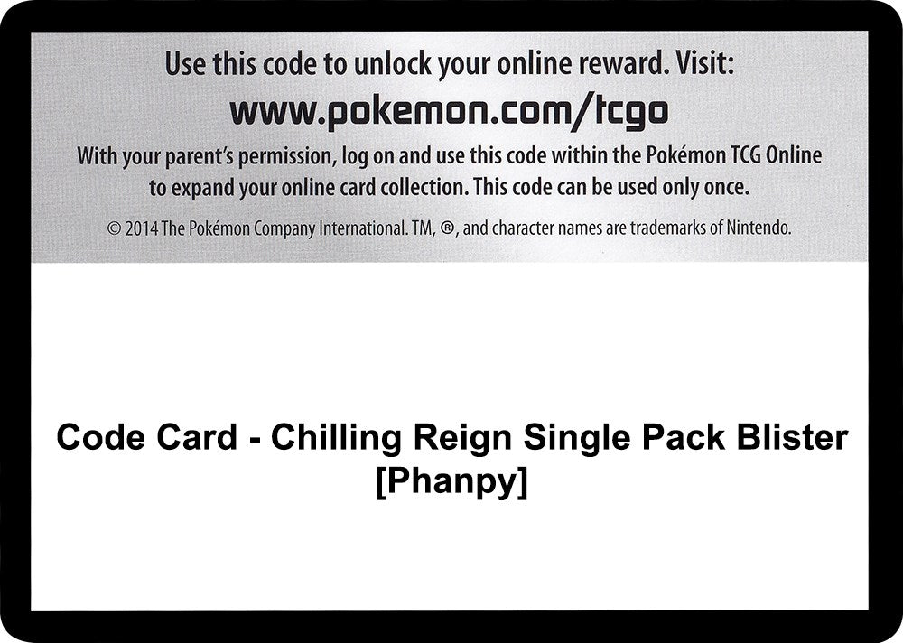 Image for Code Card - Chilling Reign Single Pack Blister [Phanpy] (SWSH06: Chilling Reign) (SWSH06) - Pokemon