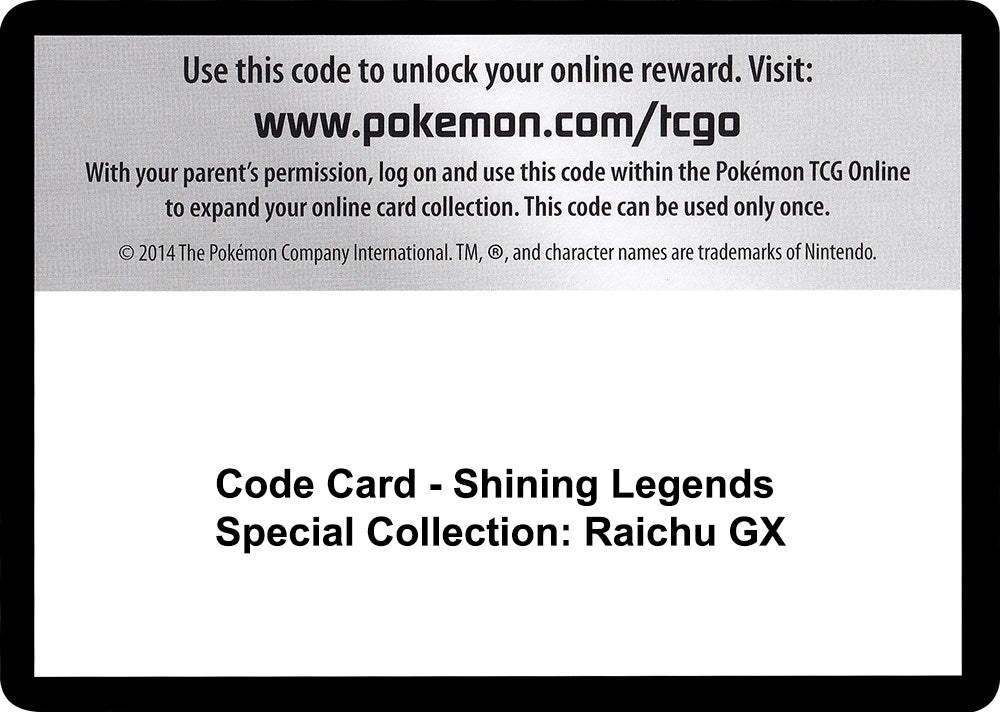 Image for Code Card - Shining Legends Special Collection: Raichu GX (Shining Legends) (SHL) - Pokemon