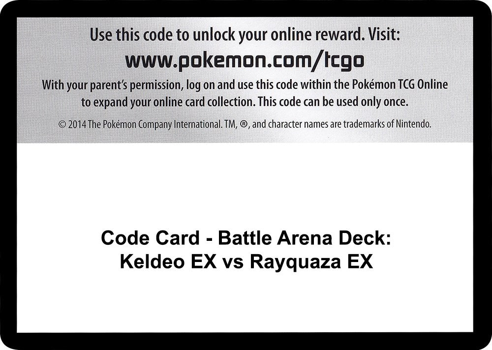 Image for Code Card - Battle Arena Deck: Keldeo EX vs Rayquaza EX (XY - Steam Siege) (STS) - Pokemon