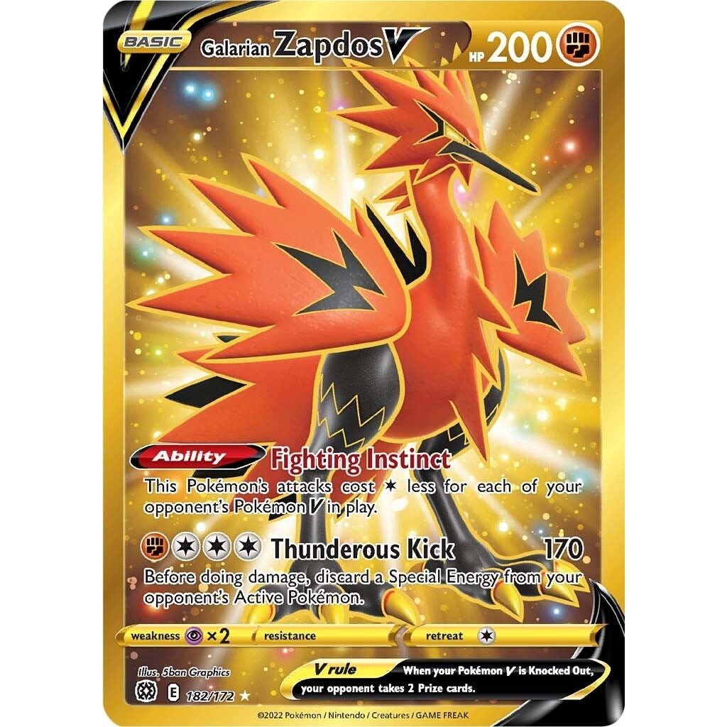 Galarian Zapdos V (Secret) (182/172) (SWSH09: Brilliant Stars) - PokeBox USA