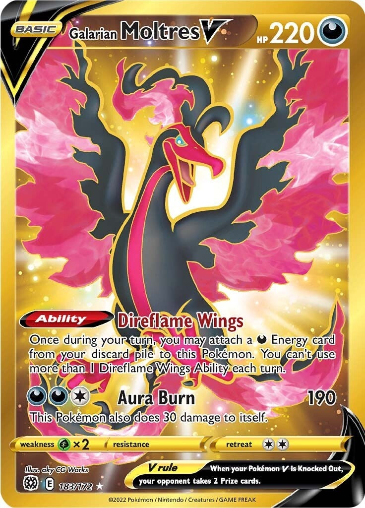 Galarian Moltres V (Secret) (183/172) (SWSH09: Brilliant Stars)