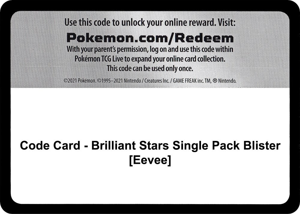 Image for Code Card - Brilliant Stars Single Pack Blister [Eevee] (SWSH09: Brilliant Stars) (SWSH09) - Pokemon