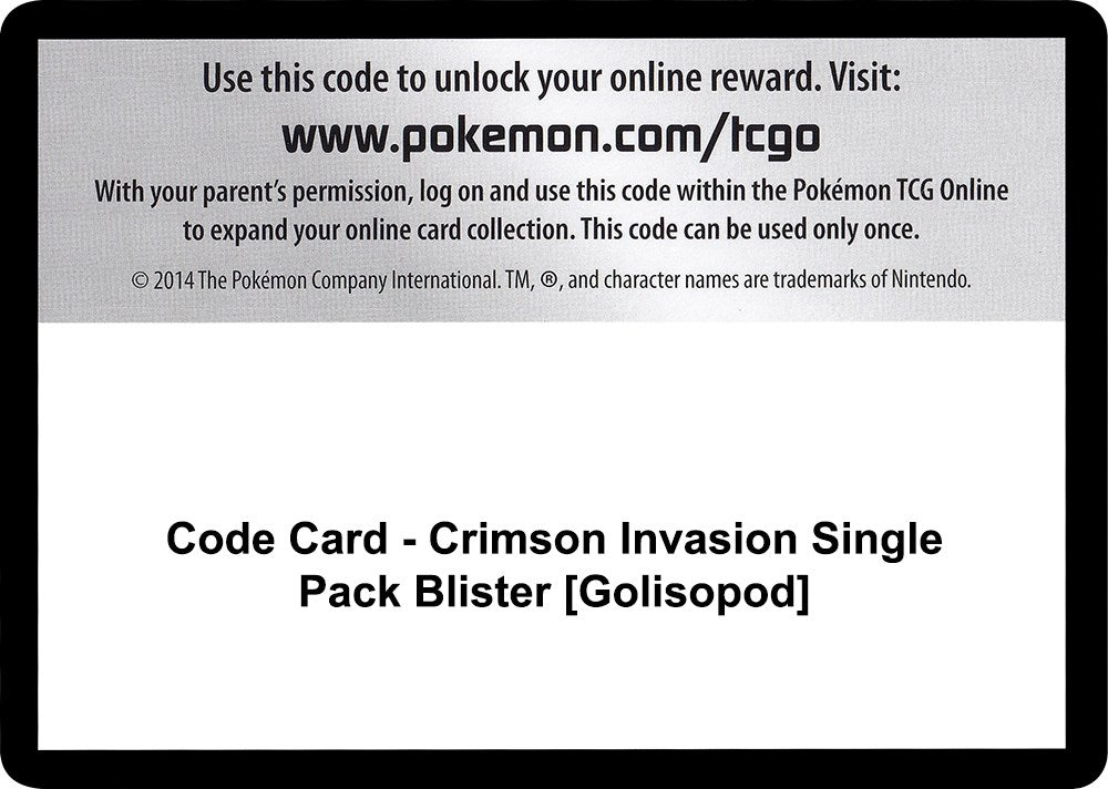 Image for Code Card - Crimson Invasion Single Pack Blister [Golisopod] (SM - Crimson Invasion) (SM04) - Pokemon