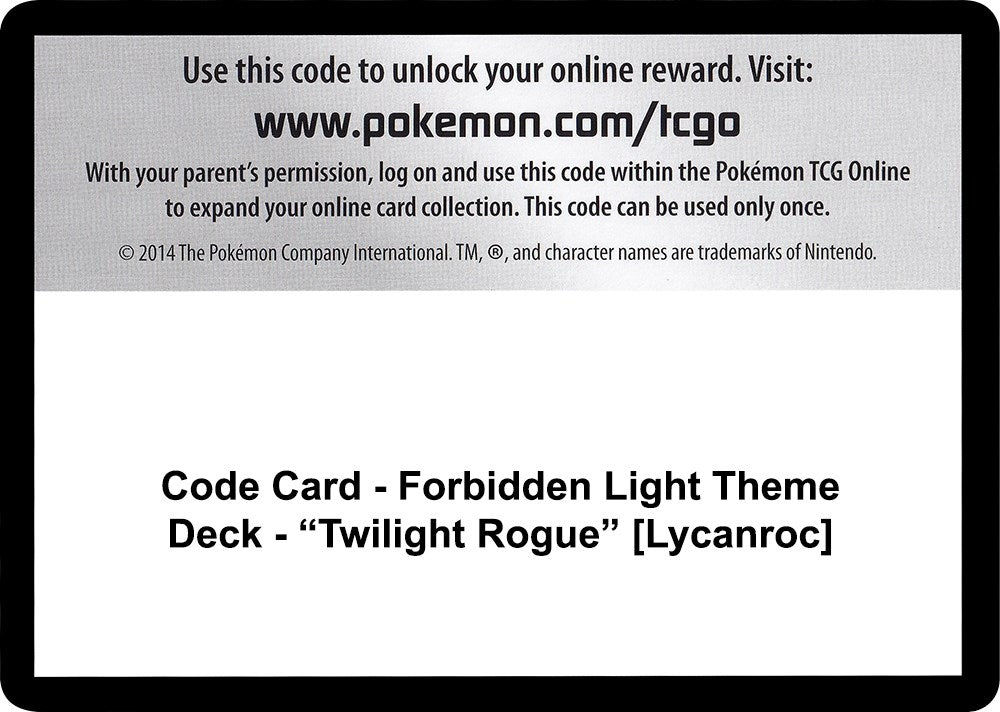 Image for Code Card - Forbidden Light Theme Deck - "Twilight Rogue" [Lycanroc] (SM - Forbidden Light) (SM06) - Pokemon