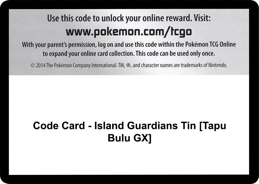 Image for Code Card - Island Guardians Tin [Tapu Bulu GX] (SM - Guardians Rising) (SM02) - Pokemon