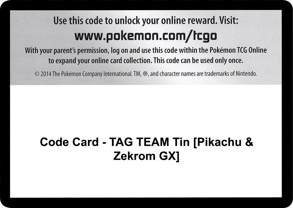 Image for Code Card - TAG TEAM Tin [Pikachu & Zekrom GX] (SM - Team Up) (SM9) - Pokemon
