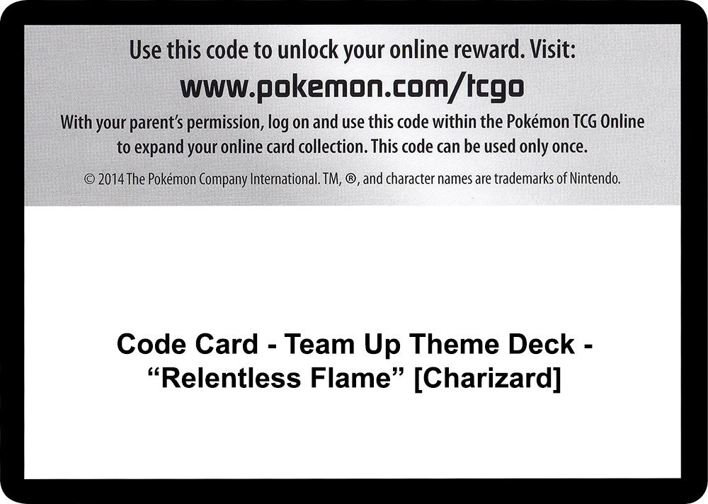 Image for Code Card - Team Up Theme Deck - "Relentless Flame" [Charizard] (SM - Team Up) (SM9) - Pokemon