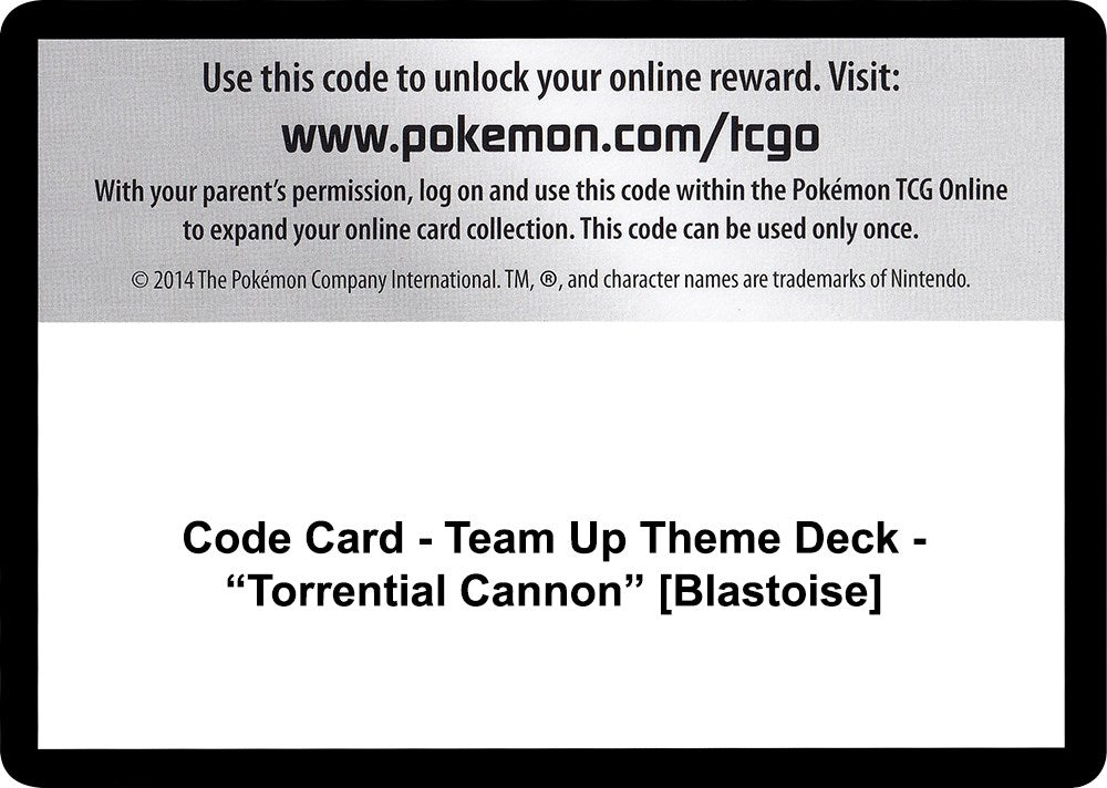Image for Code Card - Team Up Theme Deck - "Torrential Cannon" [Blastoise] (SM - Team Up) (SM9) - Pokemon