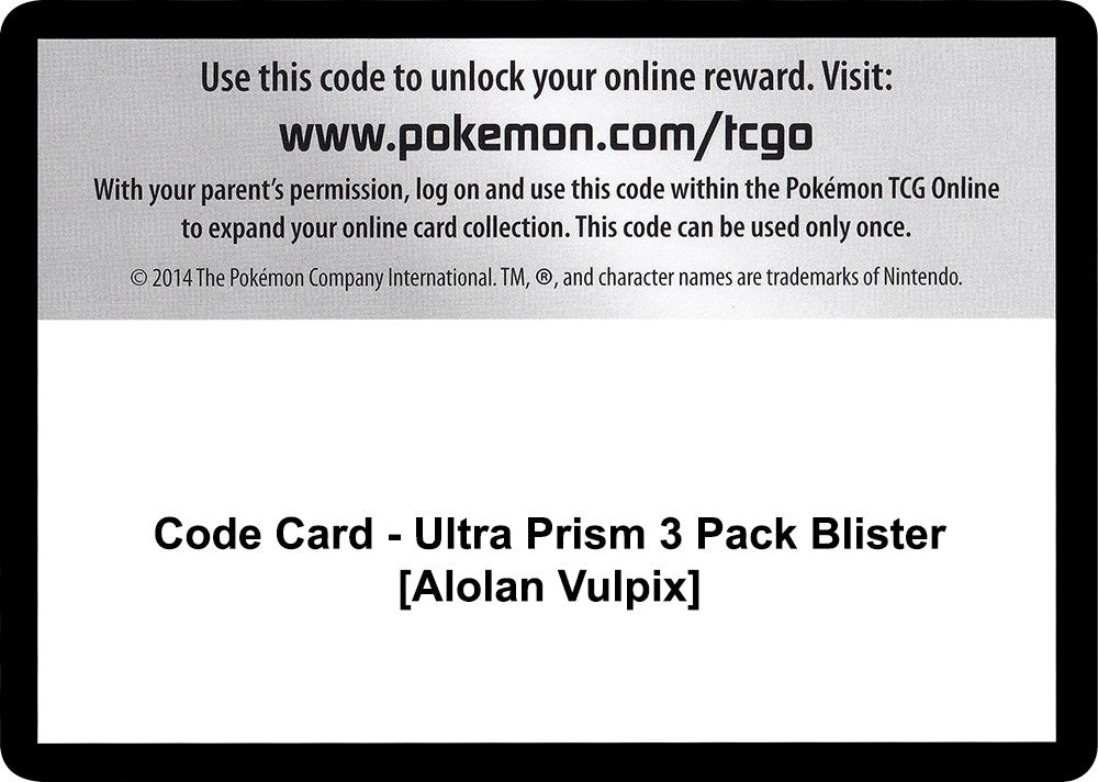 Image for Code Card - Ultra Prism 3 Pack Blister [Alolan Vulpix] (SM - Ultra Prism) (SM05) - Pokemon