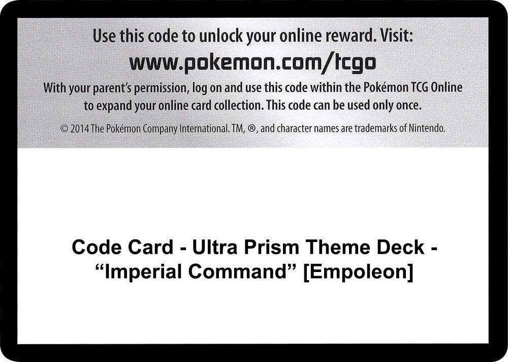 Image for Code Card - Ultra Prism Theme Deck - "Imperial Command" [Empoleon] (SM - Ultra Prism) (SM05) - Pokemon