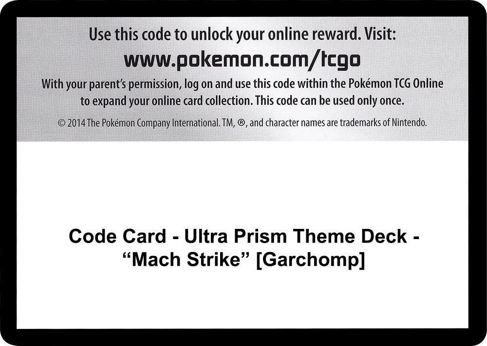 Image for Code Card - Ultra Prism Theme Deck - "Mach Strike" [Garchomp] (SM - Ultra Prism) (SM05) - Pokemon