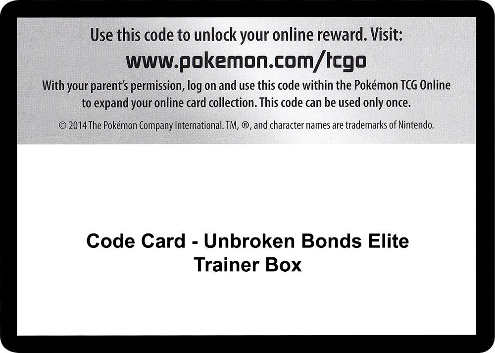 Image for Code Card - Unbroken Bonds Elite Trainer Box (SM - Unbroken Bonds) (SM10) - Pokemon