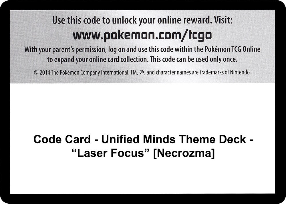 Image for Code Card - Unified Minds Theme Deck - "Laser Focus" [Necrozma] (SM - Unified Minds) (SM11) - Pokemon