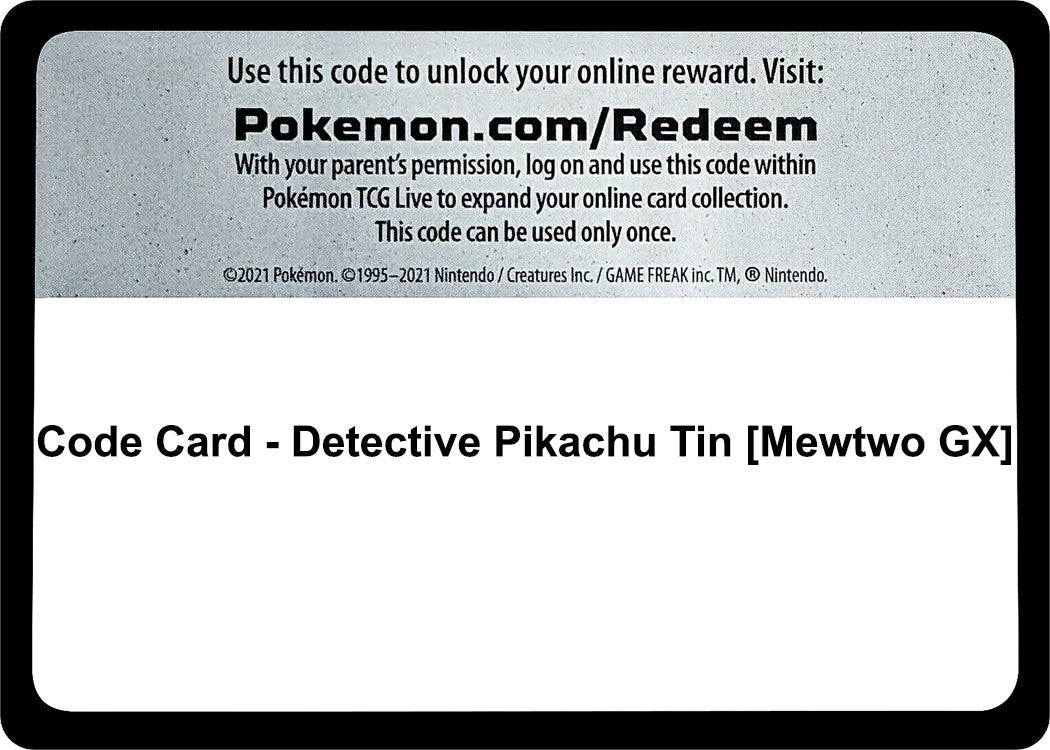 Image for Code Card - Detective Pikachu Tin [Mewtwo GX] (Detective Pikachu) (DEP) - Pokemon