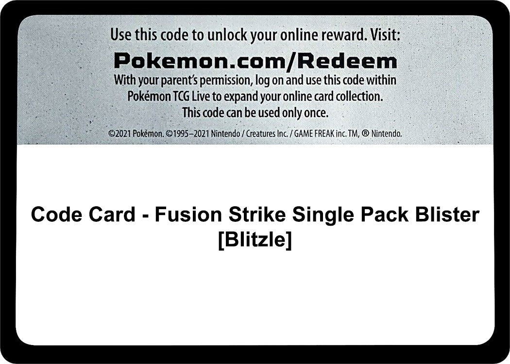 Image for Code Card - Fusion Strike Single Pack Blister [Blitzle] (SWSH08: Fusion Strike) (SWSH08) - Pokemon
