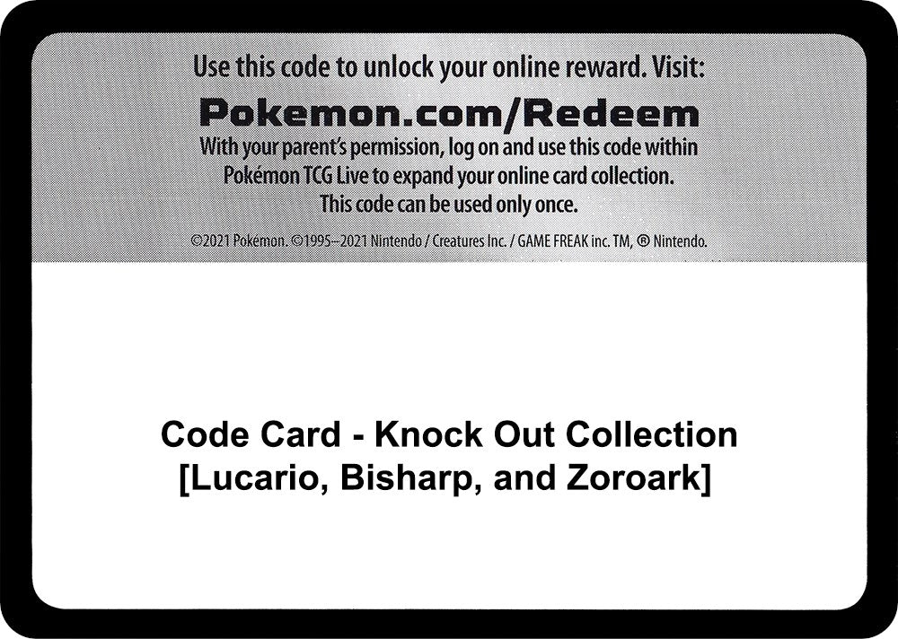 Image for Code Card - Knock Out Collection [Lucario, Bisharp, and Zoroark] (Miscellaneous Cards & Products) (MCAP) - Pokemon