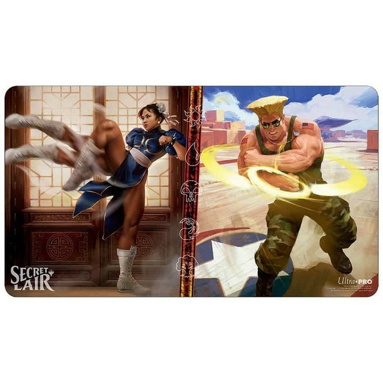 Image for Secret Lair: Street Fighter "Chun-Li, Countless Kicks and Guile, Sonic Soldier" Playmat for Magic The Gathering - Playmats