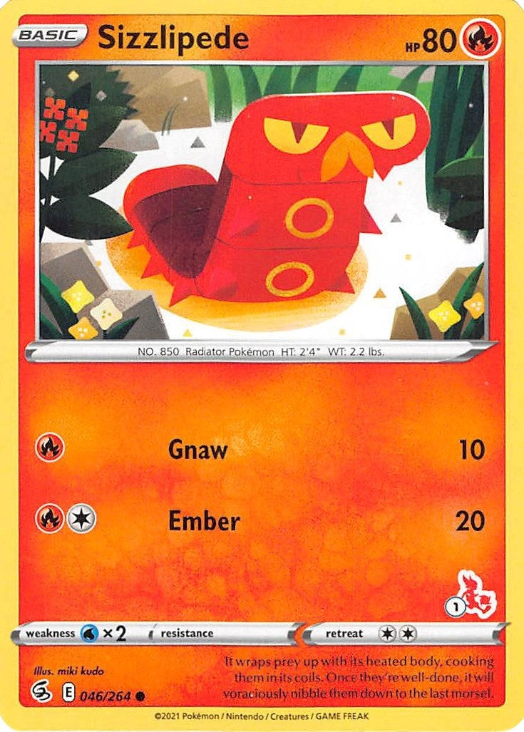 Image for Sizzlipede - 046/264 (#1 Cinderace Stamped) (046/264) (Battle Academy 2022) (BA22) - Pokemon