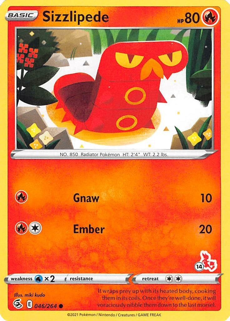 Image for Sizzlipede - 046/264 (#14 Cinderace Stamped) (046/264) (Battle Academy 2022) (BA22) - Pokemon
