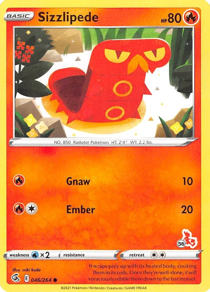 Image for Sizzlipede - 046/264 (#56 Cinderace Stamped) (046/264) (Battle Academy 2022) (BA22) - Pokemon