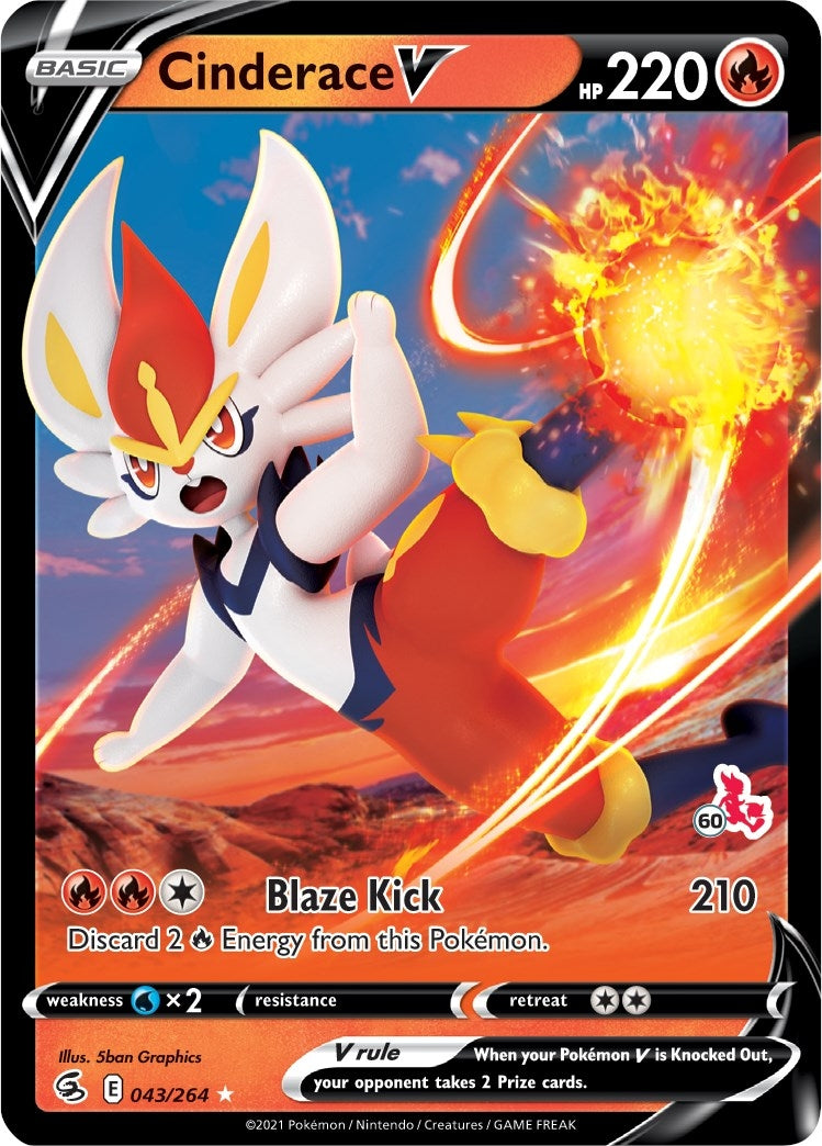 Image for Cinderace V - 043/264 (#60 Cinderace Stamped) (043/264) (Battle Academy 2022) (BA22) - Pokemon