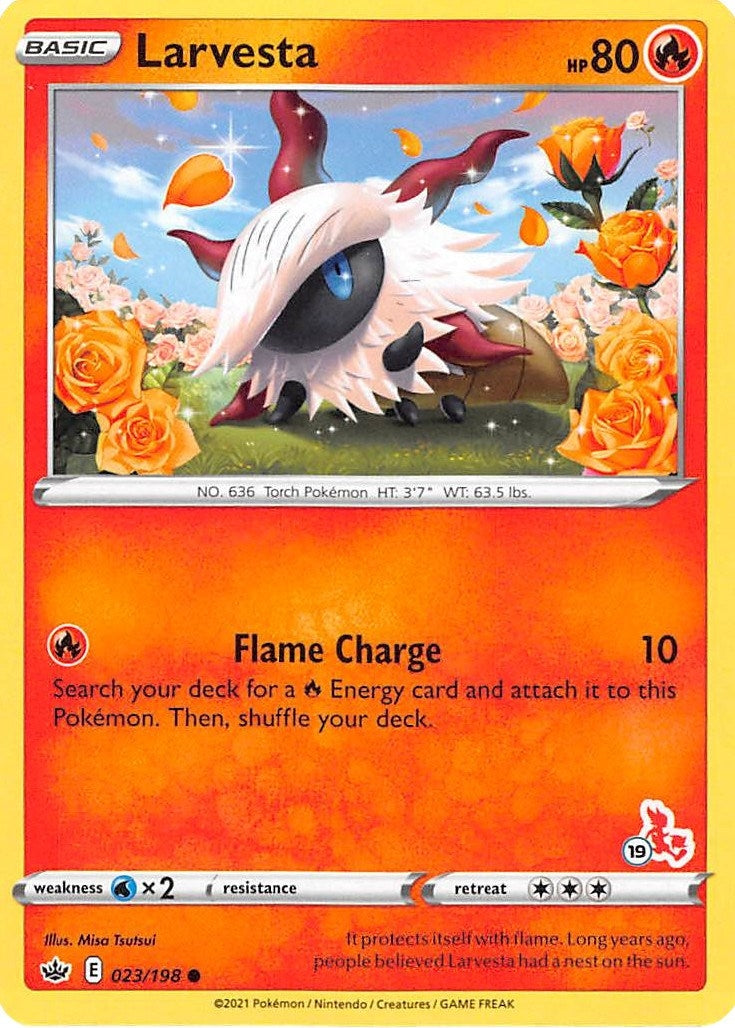 Image for Larvesta - 023/198 (#19 Cinderace Stamped) (023/198) (Battle Academy 2022) (BA22) - Pokemon